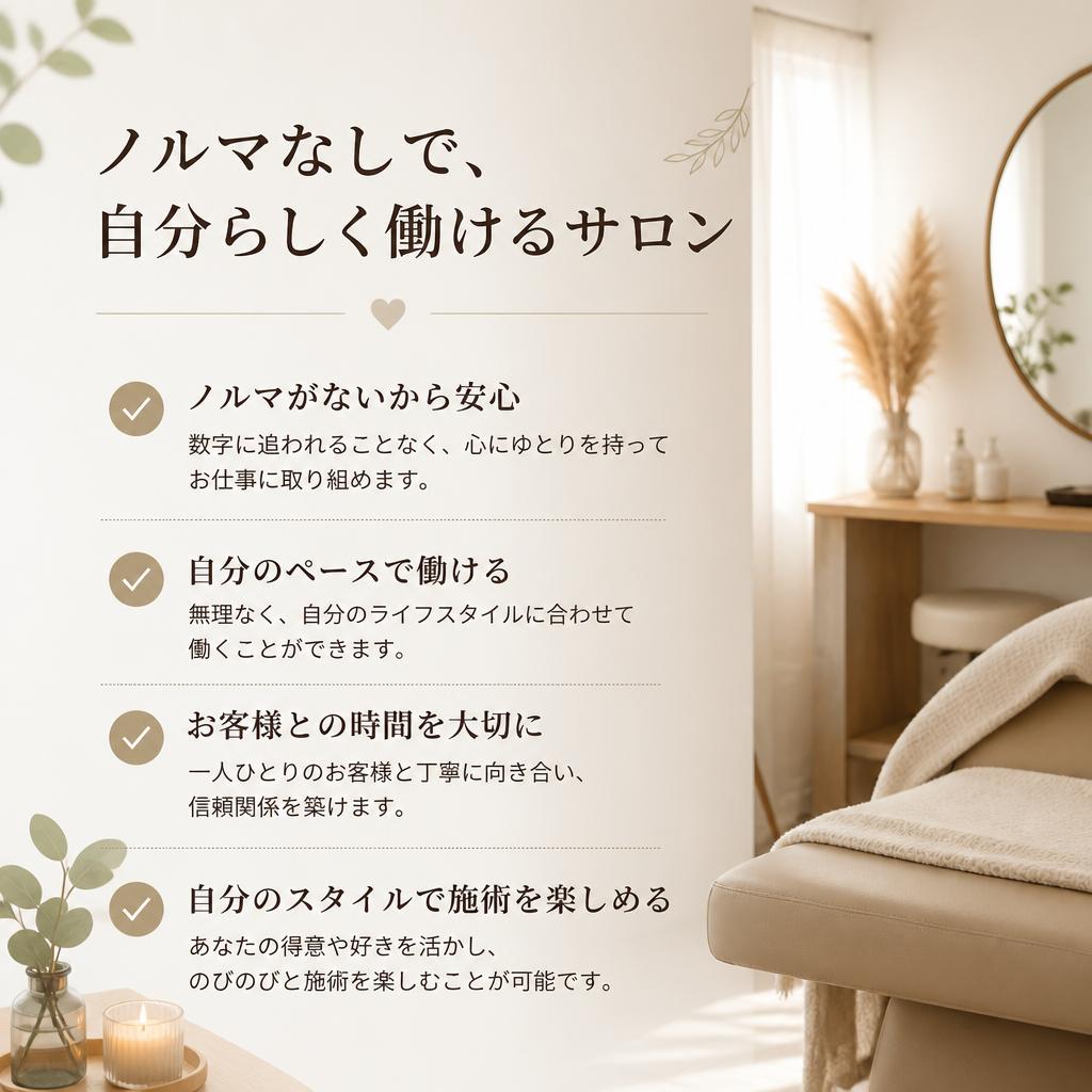 ノルマなしで自由に働く